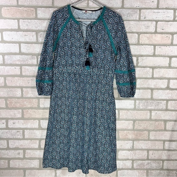 Boden Heidi Jersey Indian Ocean Fringe Dress Size 6 - Picture 4 of 12